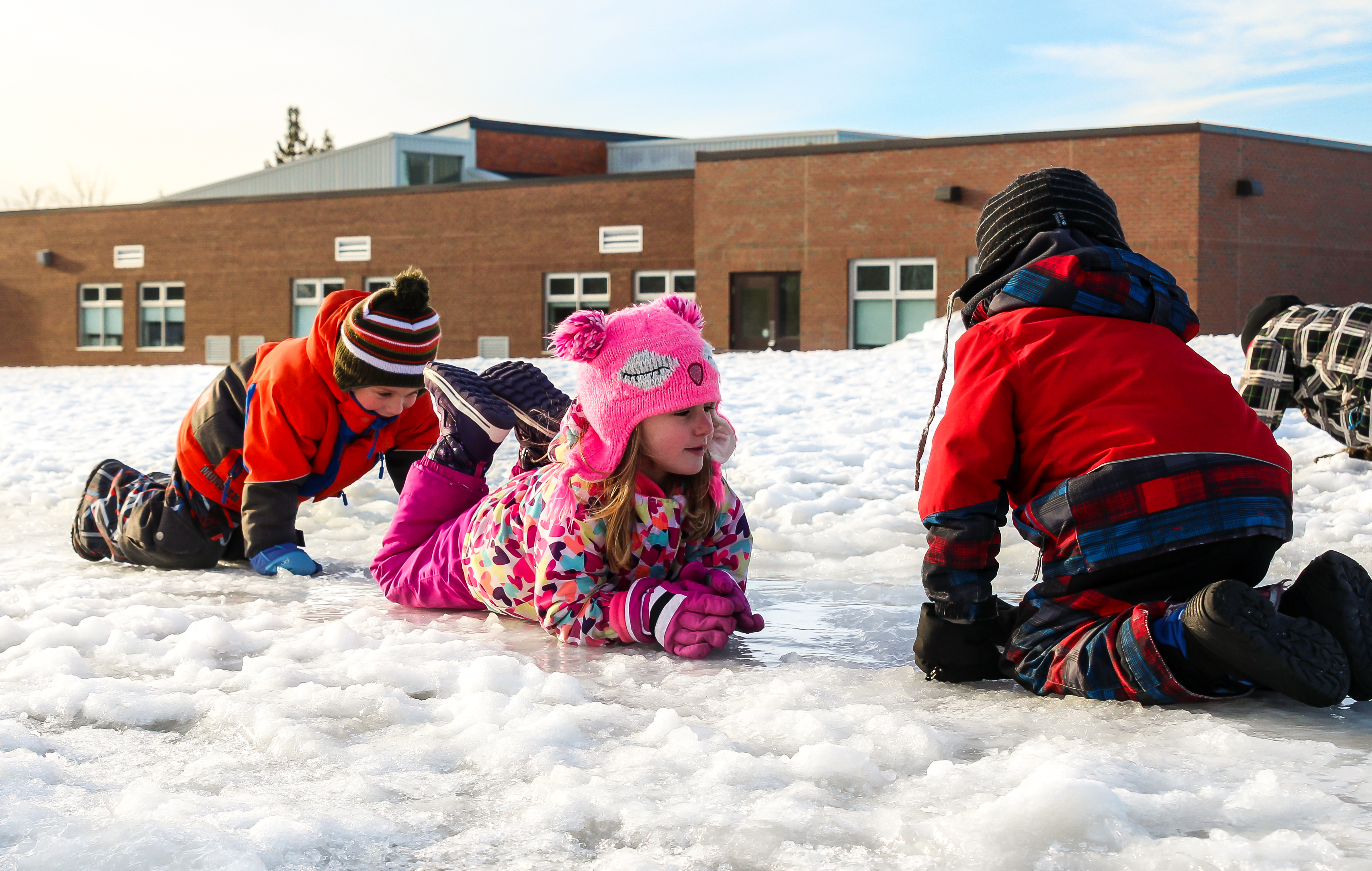 Kids playing in snow